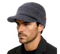 TOP-EX PolarWool™ Bonnet/Casquette 50% laine mérinos homme femme, bonnets tricotés d'hiver beanie avec doublure polaire pour outdoor course à pied ski, M-XXL, gris, XL-XXL