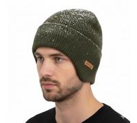 TOP-EX PolarWool Bonnet de ski pour homme avec doublure en polaire mérinos imperméable Taille L XL XXL Chaud Extérieur Ski, Vert kaki, XL-XXL