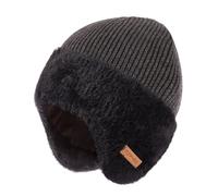 TOP-EX PolarWool Bonnet en laine mérinos avec cache-oreilles et doublure en polaire Taille M à XXL Imperméable Unisexe Cadeau de sport d'extérieur, gris, XL-XXL