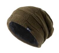 TOP-EX XL/XXL 100 % laine mérinos Slouch Beanie Homme Bonnet Femme Hiver Chaud Polaire Tricoté, 94608A_Army Green, taille unique