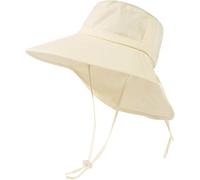 TOP-EX XL/XXL Chapeau de soleil en coton pour femme UPF 50+ avec protection solaire et protection pour le cou pour femme, bord large, chapeau d’été pliable pour le jardin, extérieur, beige, M
