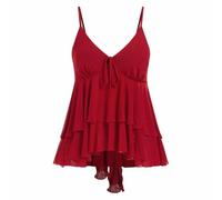 Top Femme Asymétrique Mode À Volants sans Manches Élégant pour Un Été Décontracté Et Chic en Caraco Femme Dentelle pour Un Style Original Et Recherché Qui Attire Le Regard avec Sa Coupe Uniq M270