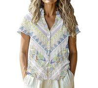 Top Femme Ete Chic Et éLéGant Tunique Lin Cardigan DéContracté à Manches Courtes pour Femme Top Ete Chic Et éLéGant Tunique Lin (White S)