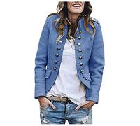 Top Femme Ete Dames Automne Hiver Laine Bouton Costume décontracté Mode Poche à Manches Longues Mince col Montant vêtements d'extérieur