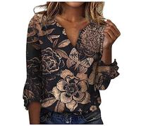 Top Femme Fleurie Tee Shirt Col V Femme Manche Longue T Shirt Femme Volant Tee Shirt Merinos Femme T Shirt Fluo Chemise De Nuit Femme Longue Crop Top Hiver Femme T-Shirt Thermique Femme