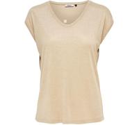 Top femme lurex manches courtes col V coupe loose - ONLY - Jaune XL