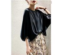 Top Femme,Tops En Satin De Soie T-Shirts D'Été 3 4 Manches Lanternes Froncées Chemisiers À Encolure Dégagée Chemise Dolman Ample Tunique Tops Élégant Décontracté Chemise De Base Pull Pour Filles Fem