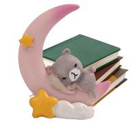 Top gâteau de lune - Ours mignon qui dort sur le gâteau de lune - Statue de lune avec décoration de table - Statue de dessin animé en résine - Pour gâteaux, étagères et jardins d'