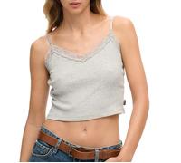DÃ©bardeur cÃŽtelÃ© liserÃ© dentelle femme Superdry Gris S/M