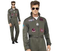 Top Gun de Luxe Pilote Costume pour Hommes Aviateur Combinaison Déguisement +