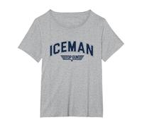 Top Gun Iceman Varsity T-Shirt, Femme Grandes Tailles, Gris Chiné, 1X