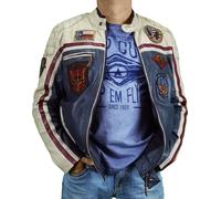 Top Gun Lederjacke TGJ1005 Herren navy/offwhite/bordeaux L