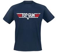 Top Gun Logo Usé Homme T-Shirt Manches Courtes Marine XL 100% Coton Regular/Coupe Standard