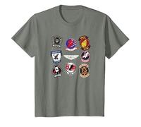Top Gun: Maverick Centered Grid Patches T-Shirt, Enfant, Vert Kaki chiné, 12 Ans