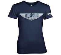 Top Gun: Maverick Officiellement sous Licence Distressed Logo Femme T-Shirt (Marine Bleu), X-Large