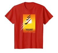 Top Gun Poster Planes at Sunset Action Movie T-Shirt, Enfant, Rouge, 8 Ans