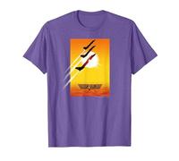 Top Gun Poster Planes at Sunset Action Movie T-Shirt, Homme, Violet Chiné, S