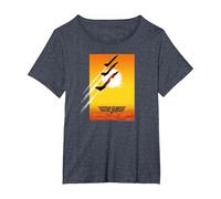 Top Gun Poster T-Shirt, Femme Grandes Tailles, Bleu Chiné, 5X