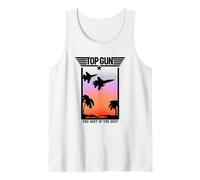 Top Gun Sunset Scene with Jets and Palm Trees Action Movie Débardeur