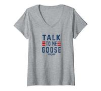 Top Gun Talk To Me Goose Distressed Text T-Shirt avec Col en V