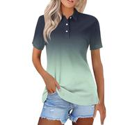 Top Hauts Lâche Respirant Polo Femme Coton Manches Courte Tee Shirt Femme Grande Taille Chemise Lin Summer Top Chemises Décontractés Blouse Dégradé Haut Sport Tunique Fashion Chemisiers
