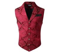 Top Homme sans Manche- Gilet Medievale Homme à Revers,Haut Steampunk Jacquard Vintage Costume Halloween à Double Boutonnage Basic Tunique pour Renaissance Gothique Cosplay Cour Victorien RéTro Gilets