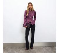 Top jacquard de style chinois bordeaux, coupe ajustée, élégant, décontracté automne / hiver, fêtes, festivals, rassemblements. Goût raffiné et sophistiqué. L,M,S,XL,XSAnimalTissu tissé