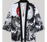 Top kimono de style japonais pour hommes, influence de la lune rouge de dessin animé, pour le printemps/été L,M,S,XL,XXLTissu tissé