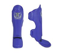 TOP KING Boxing Pro Protège-tibias en cuir pour Muay Thai Bleu Taille M