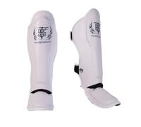 Top King Nouveau Pro Protège-tibias en Cuir pour Muay Thai (Blanc, Petit)