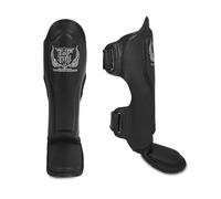 Top King Protège-tibias en cuir pour Muay Thai Noir Taille S