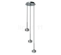 Top Light Puk Drop Suspension 3 foyers LED chrome brillant Ce luminaire comporte des modules à LED prémontés de classes énergétiques A A++, A+, A