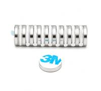 Top Magnesy - 10 pièces Aimants en néodyme cylindriques 15x2 mm N38 avec adhésif mousse 3M, extra puissants et nickelés, idéals pour bricolage, maison, atelier et usage industriel