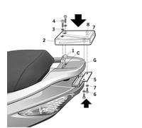 Shad Fixation de coffre arrière Top Master Kymco Xciting 250/500/500R Noir