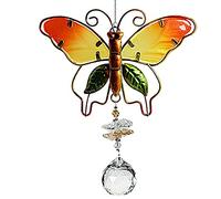 TOP-MAX Boule de verre à suspendre en forme de papillon avec cristaux arc-en-ciel - Décoration de fenêtre - Cadeau pour fête, festival, jardin, voiture