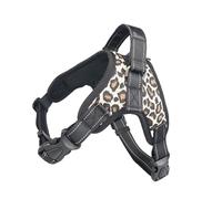 TOP-MAX Harnais pour chien - Gilet d'été réglable et respirant - Harnais réfléchissant confortable pour chiot - Pour promenade en plein air - Motif léopard - Taille M