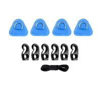 TOP-MAX Kit de 4 patchs en D en acier inoxydable et PVC avec anneau en D, cordon élastique et crochets pour kayak, canoë et bateau gonflable, bleu