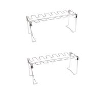 TOP-MAX Lot de 2 supports pour cuisses de poulet - En acier inoxydable - 14 fentes - Pour four, barbecue, fumoir, pliable - Passe au lave-vaisselle