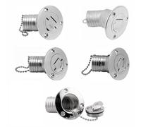 TOP-MAX Lot de 5 remplissages de pont de bateau, remplissage marin avec bouchon sans t chaîne, coude en acier inoxydable 316 pour yacht, caravane, remorque, carburant/diesel/déchets/eau/gaz 50 mm