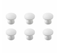 TOP-MAX Lot de 6 boutons de meuble avec base moyenne en alliage d'aluminium - Poignées rondes à trou unique pour armoire, commode, tiroir de 30 mm, blanc