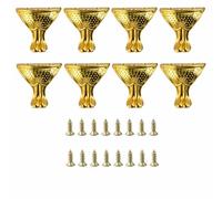 TOP-MAX Lot de 8 pieds d'angle vintage en forme de pois avec pieds ornés - Protections décoratives en métal - Matériel de restauration pour cercueils à bijoux en bois et coffres - Fixations incluses