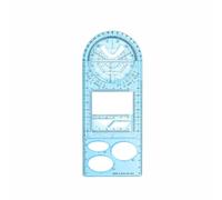 TOP-MAX Règle géométrique multifonctionnelle bleue avec rapporteur à 180°, modèle de dessin mobile en plastique transparent pour la conception architecturale, la mesure et la rédaction mathématiques