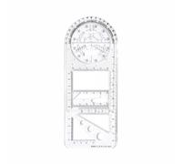 TOP-MAX Règle géométrique multifonctionnelle, modèle de dessin mobile en plastique, outil de mesure mathématique multi-échelle avec rapporteur à 360° pour artistes, étudiants, typographes, designers