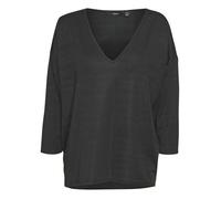Top noir pailleté avec une coupe droite un col v et des manches longues M