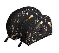 Top of The Snow Mountain Trousse de maquillage portable avec fermeture éclair et compartiments intérieurs, Motif note de musique élégant, Taille unique