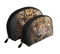 Top of The Snow Mountain Trousse de maquillage portable avec fermeture éclair et compartiments intérieurs, Léopard noir et marron., Taille unique