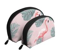 Top of The Snow Mountain Trousse de maquillage portable avec fermeture éclair et compartiments intérieurs, Feuilles de palmier flamant rose, Taille unique
