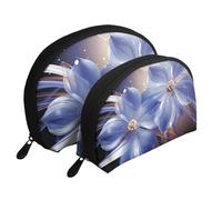 Top of The Snow Mountain Trousse de maquillage portable avec fermeture éclair et compartiments intérieurs, Fleurs abstraites bleues, Taille unique