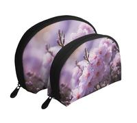 Top of The Snow Mountain Trousse de maquillage portable avec fermeture éclair et compartiments intérieurs, Fleur de cerisier rose., Taille unique