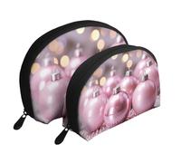 Top of The Snow Mountain Trousse de maquillage portable avec fermeture éclair et compartiments intérieurs, Boules de Noël roses, Taille unique